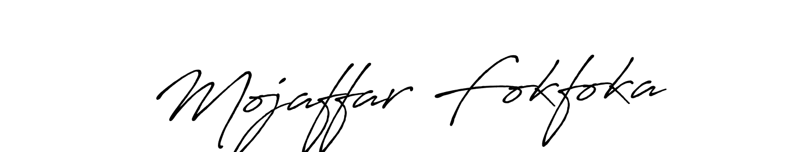 Make a beautiful signature design for name Mojaffar Fokfoka. With this signature (Antro_Vectra_Bolder) style, you can create a handwritten signature for free. Mojaffar Fokfoka signature style 7 images and pictures png