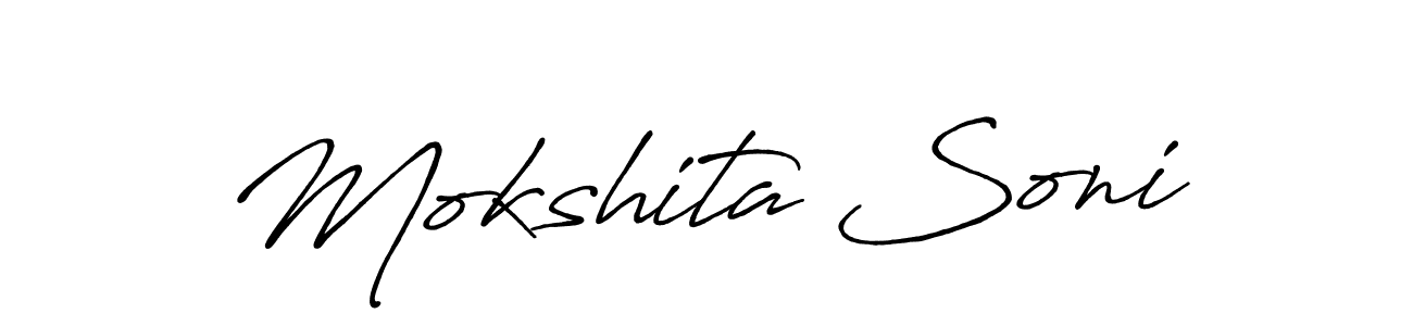 Make a beautiful signature design for name Mokshita Soni. With this signature (Antro_Vectra_Bolder) style, you can create a handwritten signature for free. Mokshita Soni signature style 7 images and pictures png