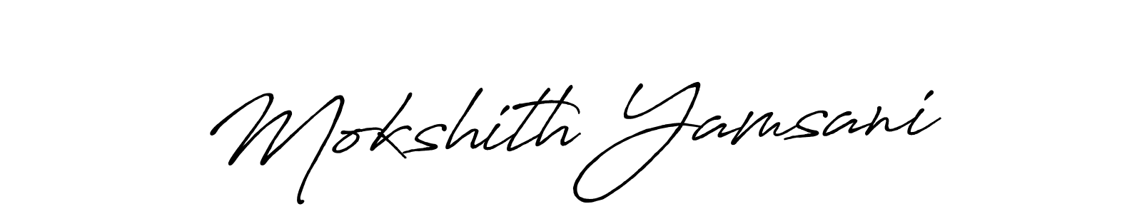 Create a beautiful signature design for name Mokshith Yamsani. With this signature (Antro_Vectra_Bolder) fonts, you can make a handwritten signature for free. Mokshith Yamsani signature style 7 images and pictures png