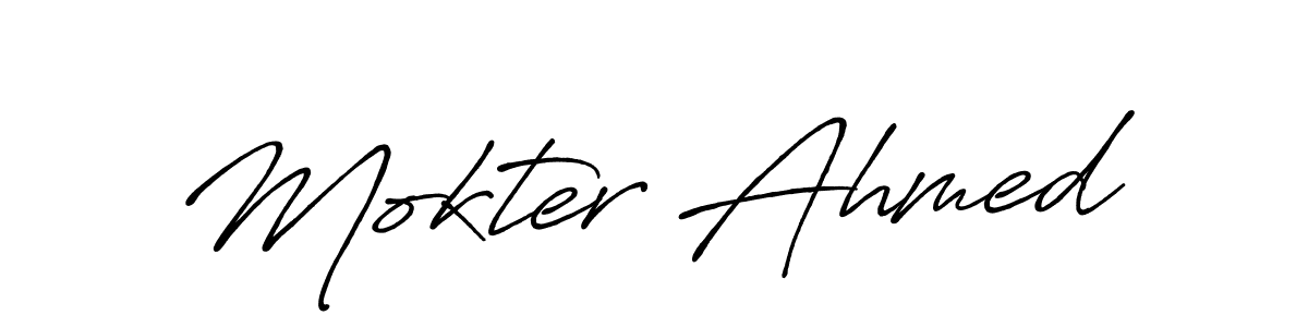 How to make Mokter Ahmed name signature. Use Antro_Vectra_Bolder style for creating short signs online. This is the latest handwritten sign. Mokter Ahmed signature style 7 images and pictures png