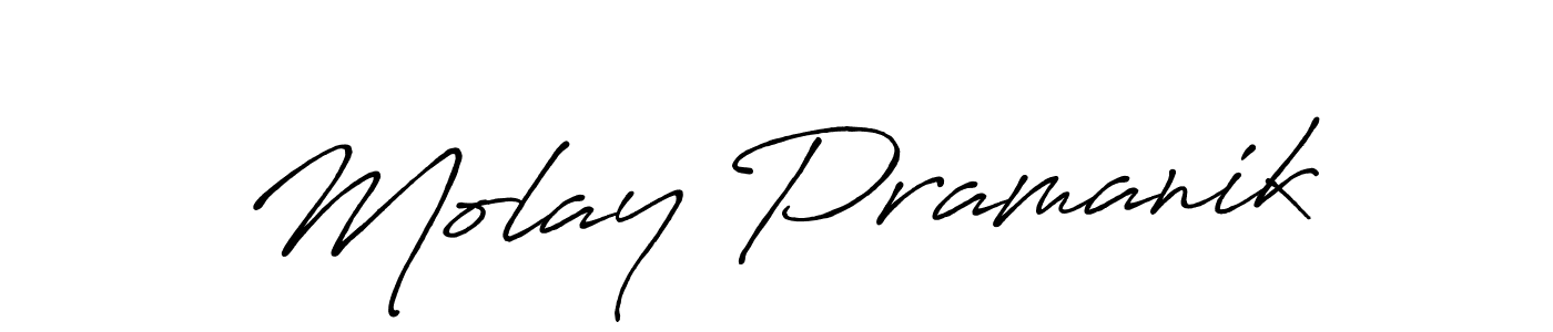 How to make Molay Pramanik signature? Antro_Vectra_Bolder is a professional autograph style. Create handwritten signature for Molay Pramanik name. Molay Pramanik signature style 7 images and pictures png