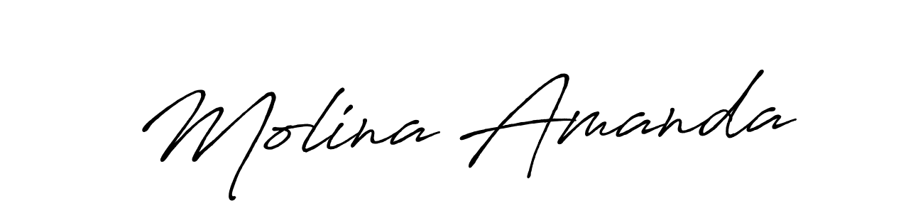 The best way (Antro_Vectra_Bolder) to make a short signature is to pick only two or three words in your name. The name Molina Amanda include a total of six letters. For converting this name. Molina Amanda signature style 7 images and pictures png