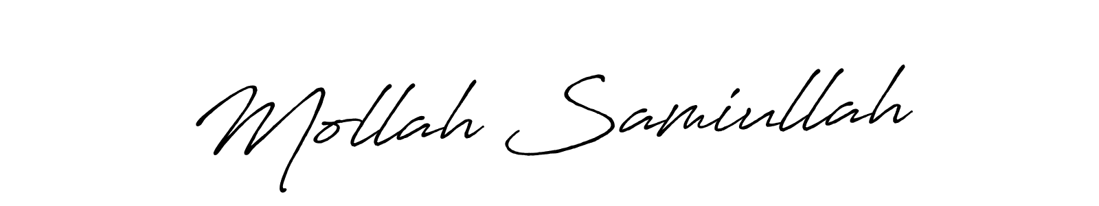 The best way (Antro_Vectra_Bolder) to make a short signature is to pick only two or three words in your name. The name Mollah Samiullah include a total of six letters. For converting this name. Mollah Samiullah signature style 7 images and pictures png