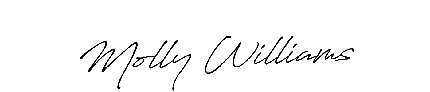 How to make Molly Williams name signature. Use Antro_Vectra_Bolder style for creating short signs online. This is the latest handwritten sign. Molly Williams signature style 7 images and pictures png