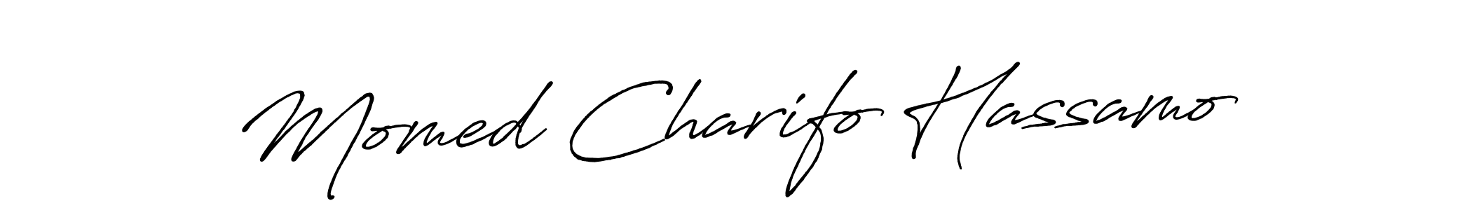 The best way (Antro_Vectra_Bolder) to make a short signature is to pick only two or three words in your name. The name Momed Charifo Hassamo include a total of six letters. For converting this name. Momed Charifo Hassamo signature style 7 images and pictures png