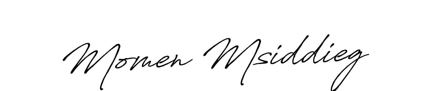 Create a beautiful signature design for name Momen Msiddieg. With this signature (Antro_Vectra_Bolder) fonts, you can make a handwritten signature for free. Momen Msiddieg signature style 7 images and pictures png