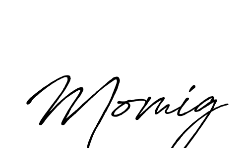 Make a beautiful signature design for name Momig. With this signature (Antro_Vectra_Bolder) style, you can create a handwritten signature for free. Momig signature style 7 images and pictures png