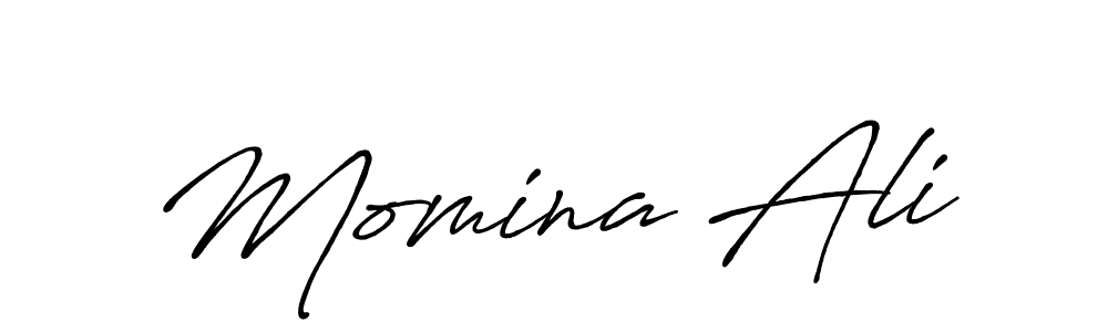 How to make Momina Ali name signature. Use Antro_Vectra_Bolder style for creating short signs online. This is the latest handwritten sign. Momina Ali signature style 7 images and pictures png