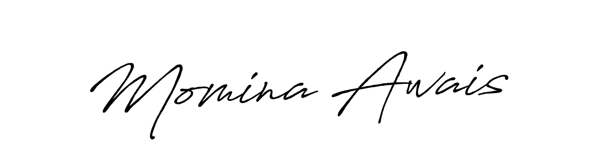Create a beautiful signature design for name Momina Awais. With this signature (Antro_Vectra_Bolder) fonts, you can make a handwritten signature for free. Momina Awais signature style 7 images and pictures png