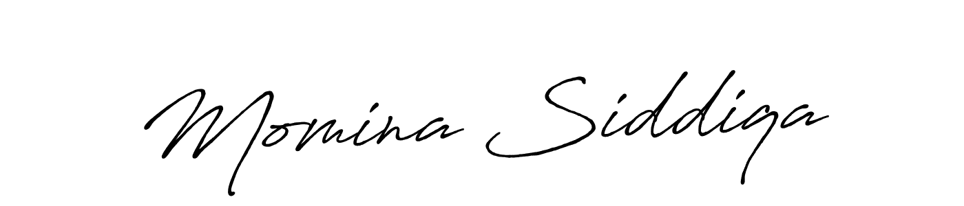 Create a beautiful signature design for name Momina Siddiqa. With this signature (Antro_Vectra_Bolder) fonts, you can make a handwritten signature for free. Momina Siddiqa signature style 7 images and pictures png
