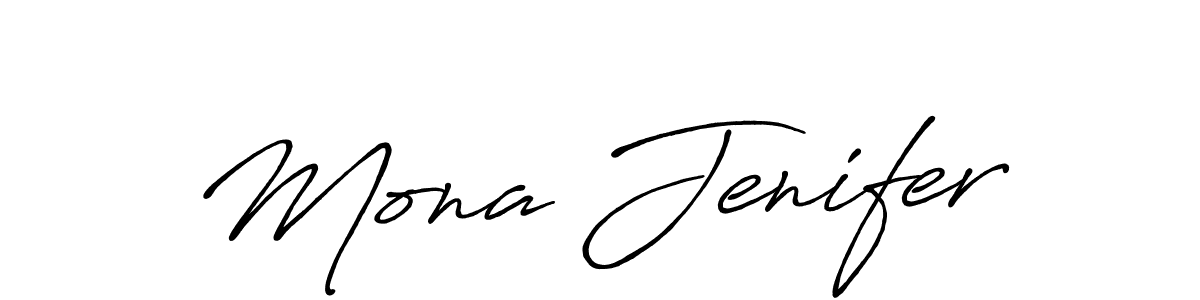 How to make Mona Jenifer name signature. Use Antro_Vectra_Bolder style for creating short signs online. This is the latest handwritten sign. Mona Jenifer signature style 7 images and pictures png