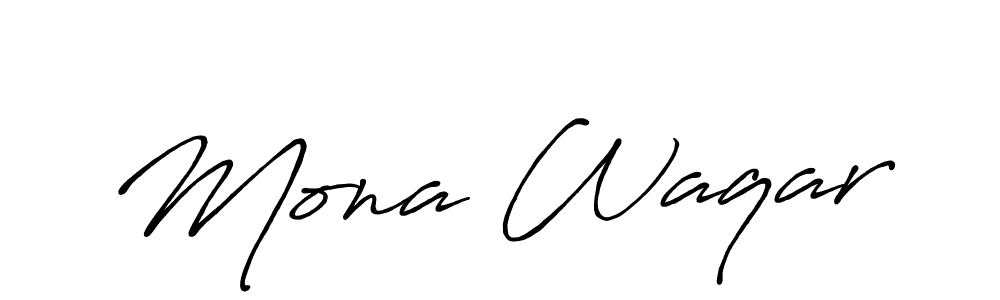 How to make Mona Waqar name signature. Use Antro_Vectra_Bolder style for creating short signs online. This is the latest handwritten sign. Mona Waqar signature style 7 images and pictures png