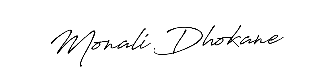 Make a beautiful signature design for name Monali Dhokane. With this signature (Antro_Vectra_Bolder) style, you can create a handwritten signature for free. Monali Dhokane signature style 7 images and pictures png