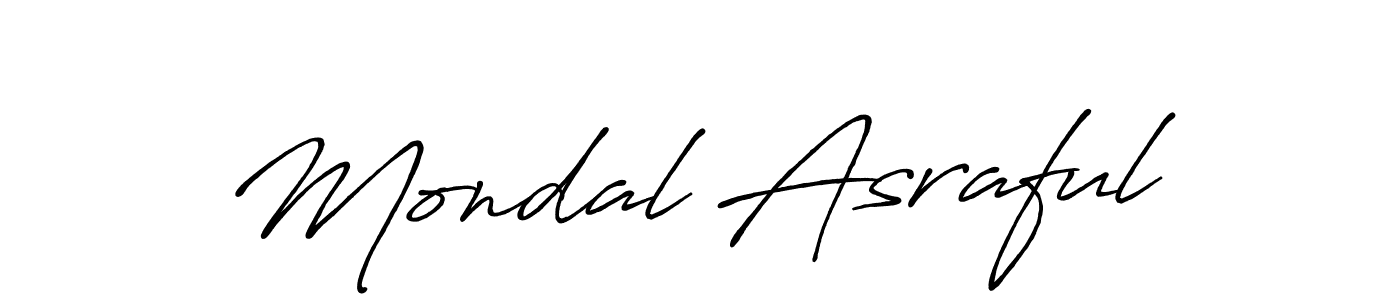 Create a beautiful signature design for name Mondal Asraful. With this signature (Antro_Vectra_Bolder) fonts, you can make a handwritten signature for free. Mondal Asraful signature style 7 images and pictures png
