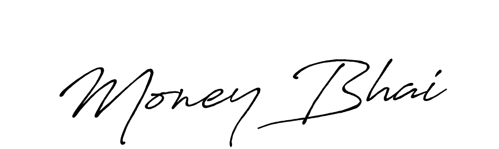 Use a signature maker to create a handwritten signature online. With this signature software, you can design (Antro_Vectra_Bolder) your own signature for name Money Bhai. Money Bhai signature style 7 images and pictures png