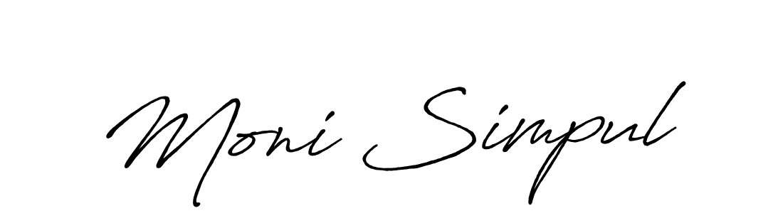 The best way (Antro_Vectra_Bolder) to make a short signature is to pick only two or three words in your name. The name Moni Simpul include a total of six letters. For converting this name. Moni Simpul signature style 7 images and pictures png