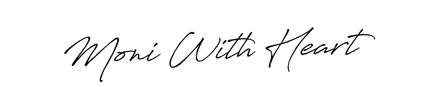 Create a beautiful signature design for name Moni With Heart. With this signature (Antro_Vectra_Bolder) fonts, you can make a handwritten signature for free. Moni With Heart signature style 7 images and pictures png