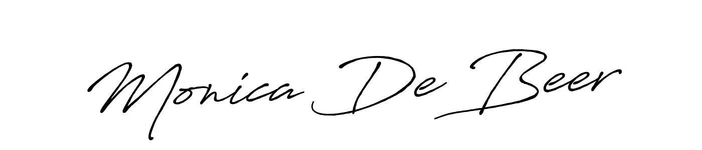 The best way (Antro_Vectra_Bolder) to make a short signature is to pick only two or three words in your name. The name Monica De Beer include a total of six letters. For converting this name. Monica De Beer signature style 7 images and pictures png