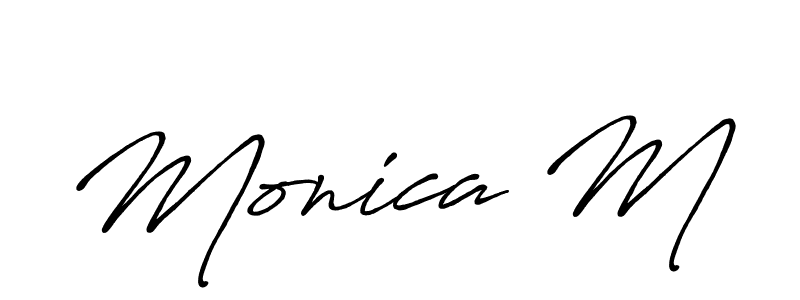 Similarly Antro_Vectra_Bolder is the best handwritten signature design. Signature creator online .You can use it as an online autograph creator for name Monica M. Monica M signature style 7 images and pictures png