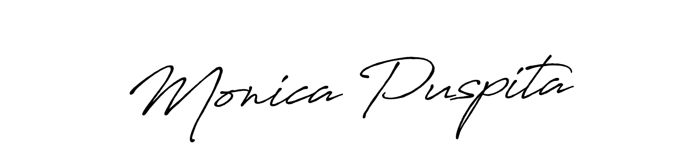 Monica Puspita stylish signature style. Best Handwritten Sign (Antro_Vectra_Bolder) for my name. Handwritten Signature Collection Ideas for my name Monica Puspita. Monica Puspita signature style 7 images and pictures png