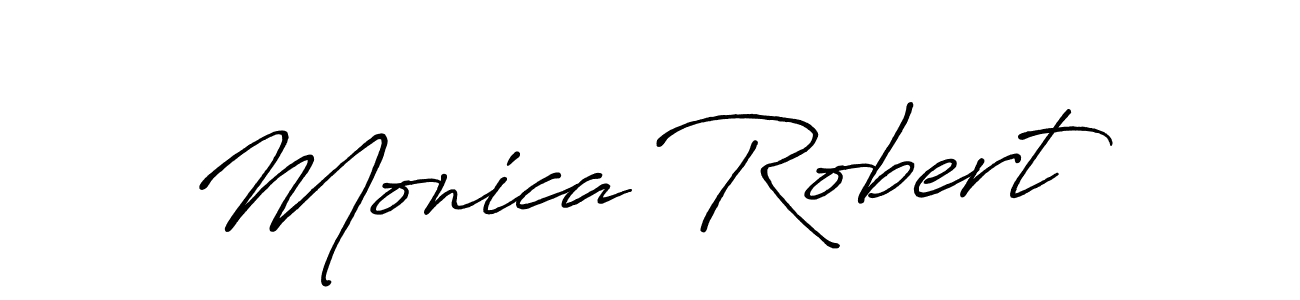 How to make Monica Robert name signature. Use Antro_Vectra_Bolder style for creating short signs online. This is the latest handwritten sign. Monica Robert signature style 7 images and pictures png