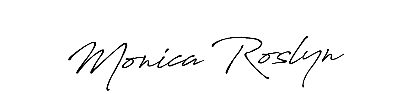 Use a signature maker to create a handwritten signature online. With this signature software, you can design (Antro_Vectra_Bolder) your own signature for name Monica Roslyn. Monica Roslyn signature style 7 images and pictures png