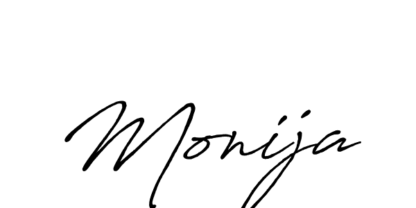 How to make Monija signature? Antro_Vectra_Bolder is a professional autograph style. Create handwritten signature for Monija name. Monija signature style 7 images and pictures png