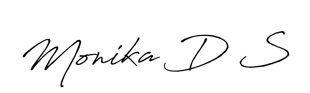 It looks lik you need a new signature style for name Monika D S. Design unique handwritten (Antro_Vectra_Bolder) signature with our free signature maker in just a few clicks. Monika D S signature style 7 images and pictures png