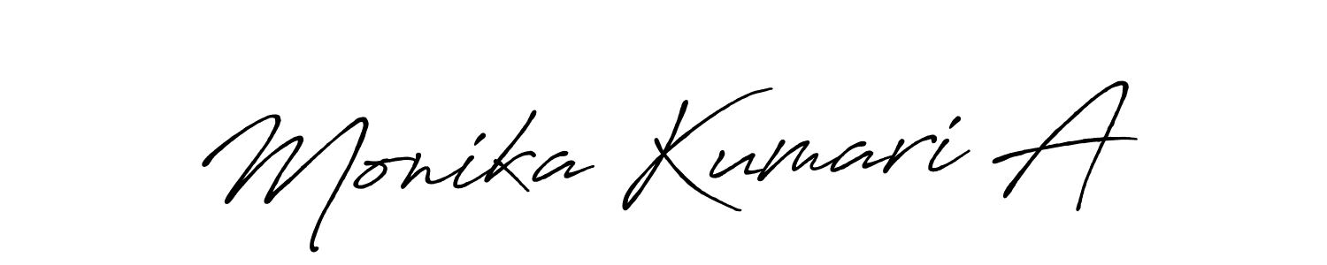 How to make Monika Kumari A name signature. Use Antro_Vectra_Bolder style for creating short signs online. This is the latest handwritten sign. Monika Kumari A signature style 7 images and pictures png