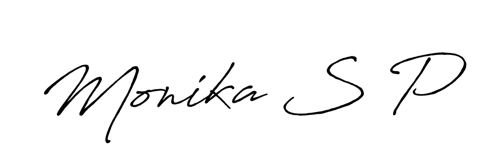 This is the best signature style for the Monika S P name. Also you like these signature font (Antro_Vectra_Bolder). Mix name signature. Monika S P signature style 7 images and pictures png