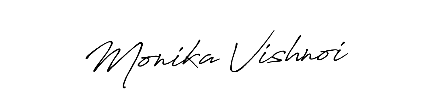 Make a beautiful signature design for name Monika Vishnoi. With this signature (Antro_Vectra_Bolder) style, you can create a handwritten signature for free. Monika Vishnoi signature style 7 images and pictures png