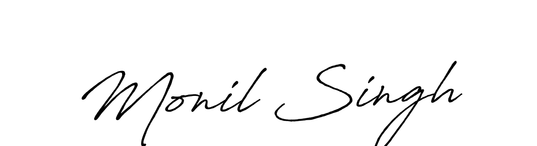 Design your own signature with our free online signature maker. With this signature software, you can create a handwritten (Antro_Vectra_Bolder) signature for name Monil Singh. Monil Singh signature style 7 images and pictures png