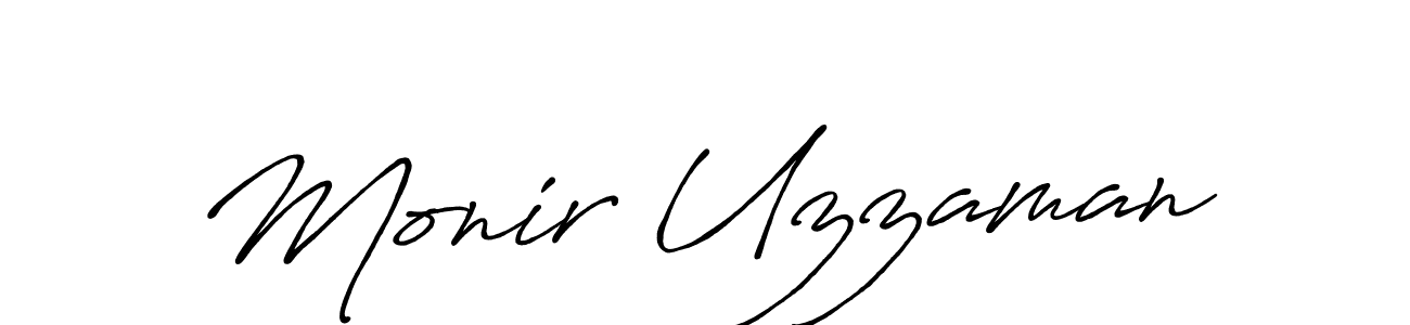 Use a signature maker to create a handwritten signature online. With this signature software, you can design (Antro_Vectra_Bolder) your own signature for name Monir Uzzaman. Monir Uzzaman signature style 7 images and pictures png