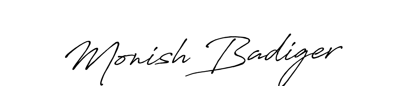 Design your own signature with our free online signature maker. With this signature software, you can create a handwritten (Antro_Vectra_Bolder) signature for name Monish Badiger. Monish Badiger signature style 7 images and pictures png