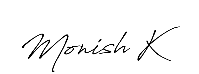 Monish K stylish signature style. Best Handwritten Sign (Antro_Vectra_Bolder) for my name. Handwritten Signature Collection Ideas for my name Monish K. Monish K signature style 7 images and pictures png