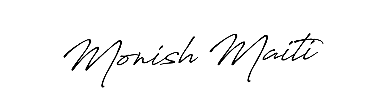 Monish Maiti stylish signature style. Best Handwritten Sign (Antro_Vectra_Bolder) for my name. Handwritten Signature Collection Ideas for my name Monish Maiti. Monish Maiti signature style 7 images and pictures png