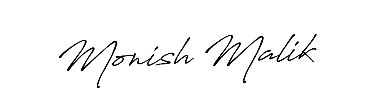 Create a beautiful signature design for name Monish Malik. With this signature (Antro_Vectra_Bolder) fonts, you can make a handwritten signature for free. Monish Malik signature style 7 images and pictures png