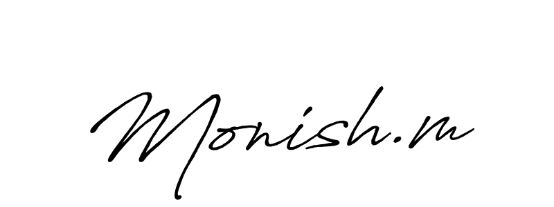 How to make Monish.m name signature. Use Antro_Vectra_Bolder style for creating short signs online. This is the latest handwritten sign. Monish.m signature style 7 images and pictures png