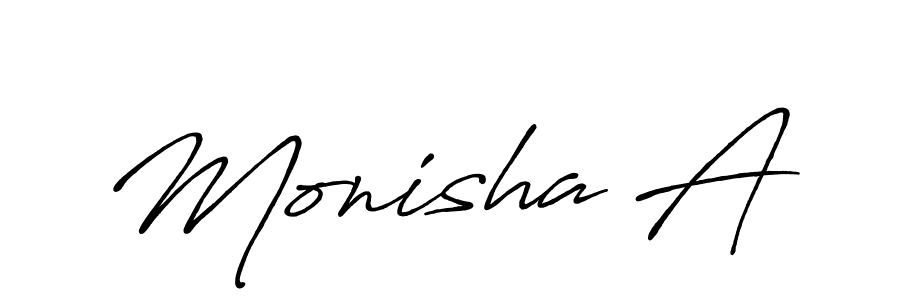 Similarly Antro_Vectra_Bolder is the best handwritten signature design. Signature creator online .You can use it as an online autograph creator for name Monisha A. Monisha A signature style 7 images and pictures png