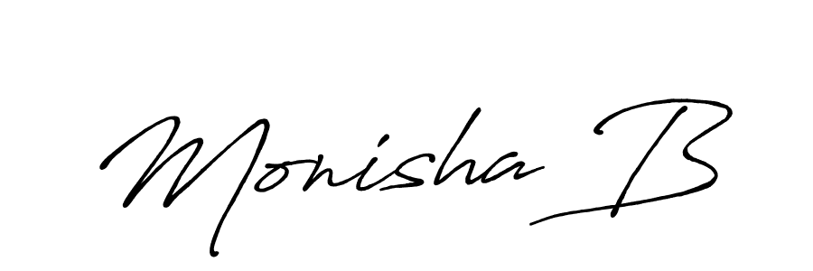 How to make Monisha B name signature. Use Antro_Vectra_Bolder style for creating short signs online. This is the latest handwritten sign. Monisha B signature style 7 images and pictures png