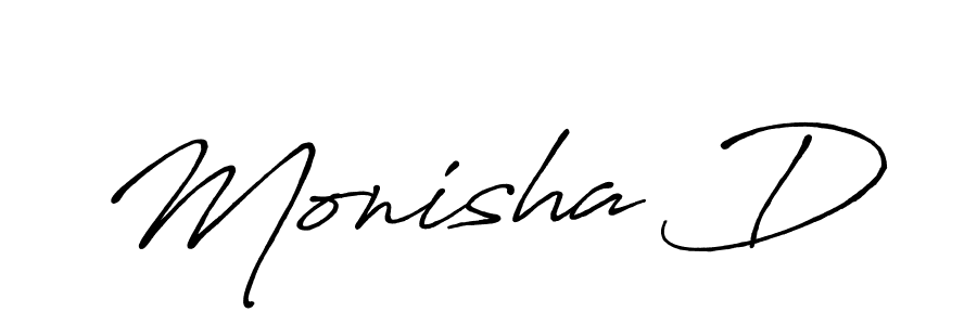 Make a beautiful signature design for name Monisha D. Use this online signature maker to create a handwritten signature for free. Monisha D signature style 7 images and pictures png