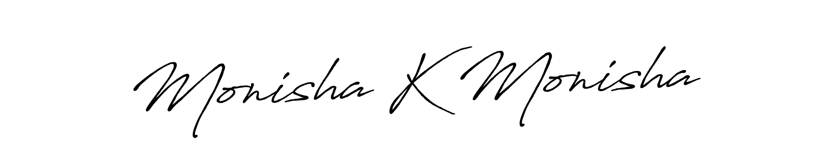 Also You can easily find your signature by using the search form. We will create Monisha K Monisha name handwritten signature images for you free of cost using Antro_Vectra_Bolder sign style. Monisha K Monisha signature style 7 images and pictures png