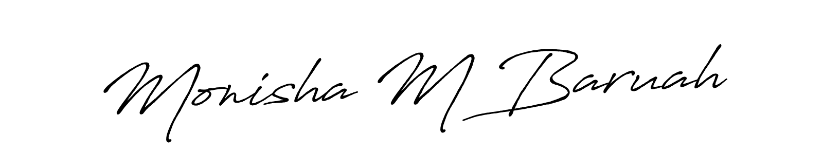 The best way (Antro_Vectra_Bolder) to make a short signature is to pick only two or three words in your name. The name Monisha M Baruah include a total of six letters. For converting this name. Monisha M Baruah signature style 7 images and pictures png