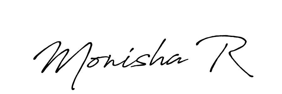 Similarly Antro_Vectra_Bolder is the best handwritten signature design. Signature creator online .You can use it as an online autograph creator for name Monisha R. Monisha R signature style 7 images and pictures png