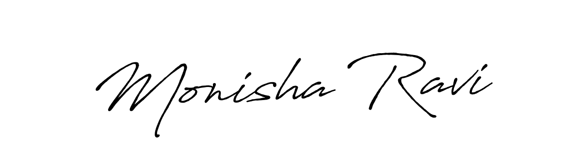 Use a signature maker to create a handwritten signature online. With this signature software, you can design (Antro_Vectra_Bolder) your own signature for name Monisha Ravi. Monisha Ravi signature style 7 images and pictures png