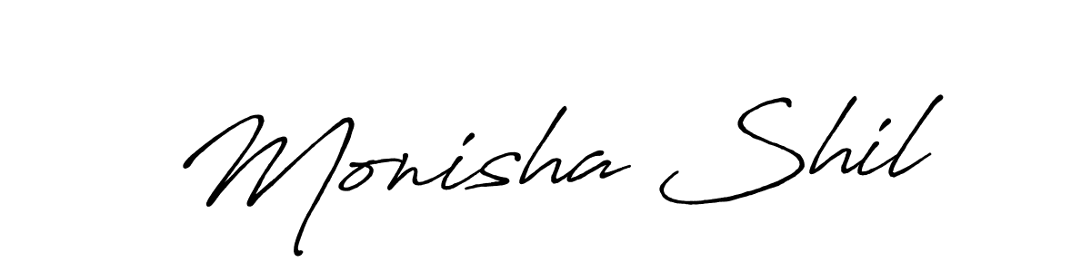 Use a signature maker to create a handwritten signature online. With this signature software, you can design (Antro_Vectra_Bolder) your own signature for name Monisha Shil. Monisha Shil signature style 7 images and pictures png