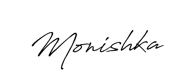 How to make Monishka name signature. Use Antro_Vectra_Bolder style for creating short signs online. This is the latest handwritten sign. Monishka signature style 7 images and pictures png