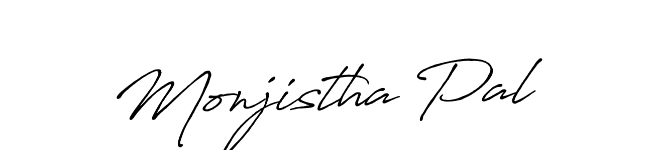 How to make Monjistha Pal name signature. Use Antro_Vectra_Bolder style for creating short signs online. This is the latest handwritten sign. Monjistha Pal signature style 7 images and pictures png