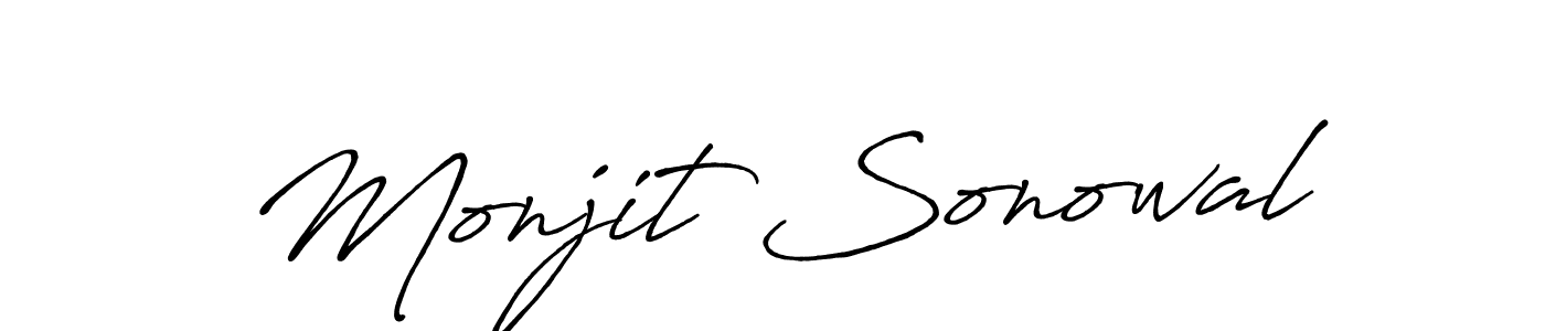 Make a beautiful signature design for name Monjit Sonowal. With this signature (Antro_Vectra_Bolder) style, you can create a handwritten signature for free. Monjit Sonowal signature style 7 images and pictures png