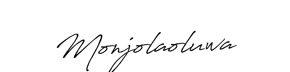 Use a signature maker to create a handwritten signature online. With this signature software, you can design (Antro_Vectra_Bolder) your own signature for name Monjolaoluwa. Monjolaoluwa signature style 7 images and pictures png